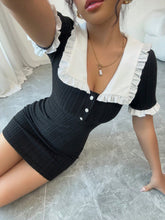 Elenzga Square Neck Color Block Bodycon Short Sleeve Dress, Spring/Summer